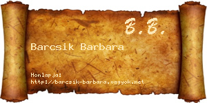 Barcsik Barbara névjegykártya
